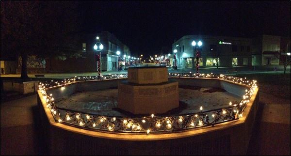 Fountain Covered in Lights
